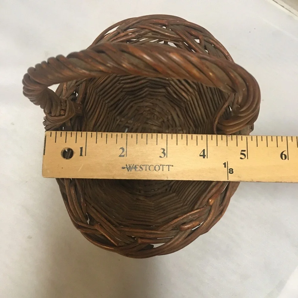 Woven Willow Basket Home Decor Small Brown Rustic Twisted Handle Bohemian